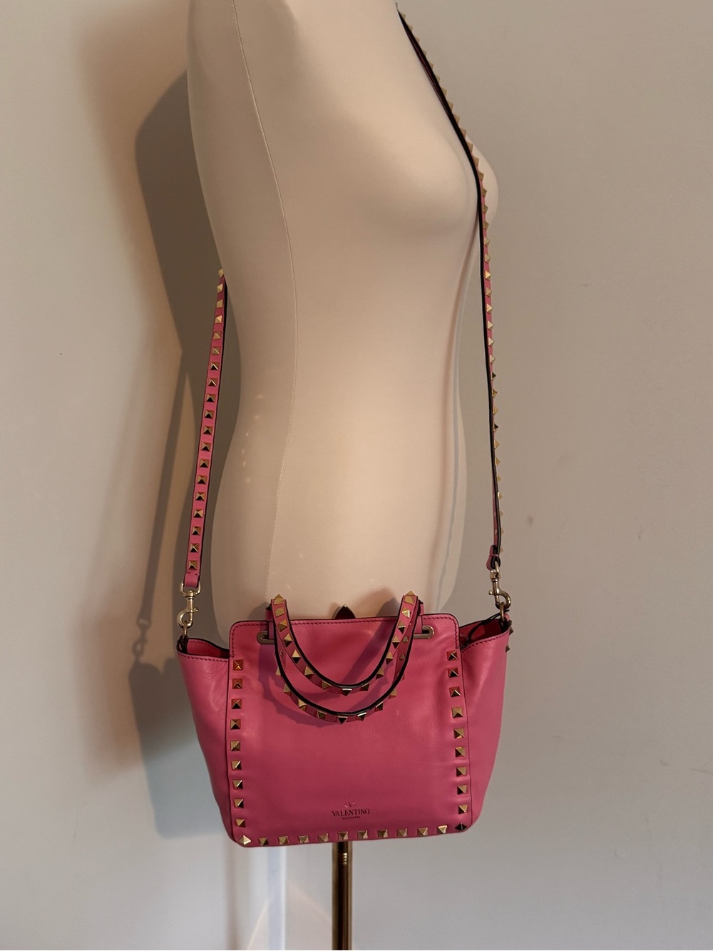 Valentino Garavani Pink Rockstud Leather Tote